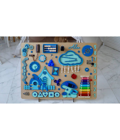 Бизиборд 60*80 см голубой для мальчиков Smart Temple