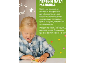 Деревянные макси-пазлы. Картинки. Половинки «Животные Машинки Фрукты овощи», настольная игра-головоломка для детей от 2 лет, ChiDe