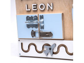 Деревянная манипуляционная доска Leon 50х39х12 см, развивающий бизиборд для детей от 3 лет, ChiDe