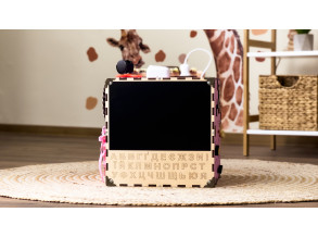 Бизикуб 30x30x30см розовый. Бизиборд для девочки. Игрушка из дерева для развития ребенка от CHIDE