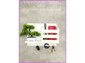 Ключниця настінна дерев'яна біла 40х27 см  ChiDe