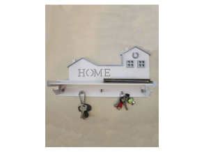 Ключница настенная деревянная белая  "Home" 30х15 см ChiDe