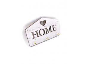 Ключниця настінна дерев'яна Біла "HOME" 20х15 см ChiDe