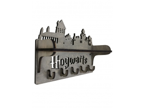 Оригинальная ключница в прихожую деревянная с надписью "Hogwarts" с полкой 30х17 см ChiDe