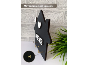 Ключниця настінна дерев'яна у формі будиночка 16х16 см ChiDe