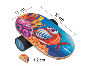 Балансборд  Дитячий Crazy fish з покриттям проти ковзання та прогумованим ролером. Балансир. Баланс борд. Балансувальна дошка. Балансувальний тренажер. 