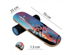 Балансборд Palm at sunset з прогумованим ролером. Балансир. Баланс борд. Балансувальна дошка. Балансувальний тренажер. 