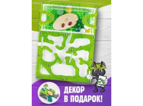 Муравьиная ферма 5*19*14. Цвет зеленый лист. Формикарий. Комплект