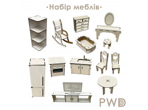 Кукольный домик из дерева с комплектом мебели