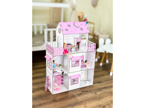Кукольный домик из дерева Королевский дворец розовый 105х80х35 см с максимальным комплектом мебели. Домик кукольный розовый с мебелью  от CHIDE