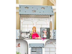 Кукольный домик из дерева Королевский серый дворец 105х80х35 см с максимальным комплектом мебели. Домик кукольный серый с самым большим комплектом мебели от CHIDE