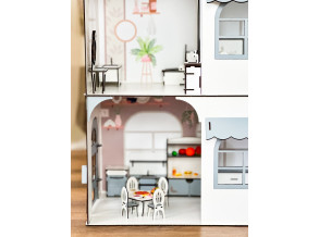Кукольный домик из дерева Королевский серый дворец 105х80х35 см с максимальным комплектом мебели. Домик кукольный серый с самым большим комплектом мебели от CHIDE